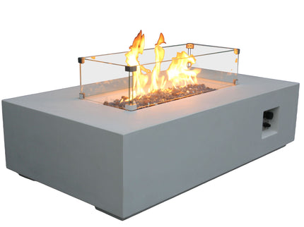 Outdoor Concrete Propane Gas Rectangle Fire Pit Table