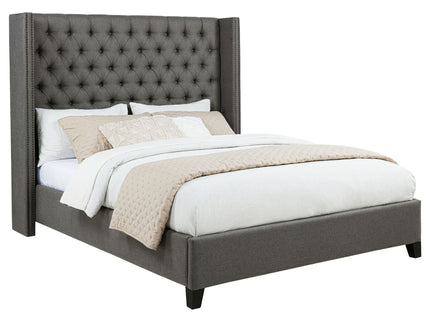 Lendra - Upholstered Wingback Bed With Tufted Headboard