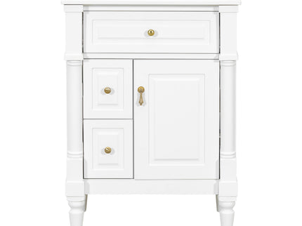 Freestanding Bathroom Vanity With Sink, Adjustable Shelf & Flip Drawer