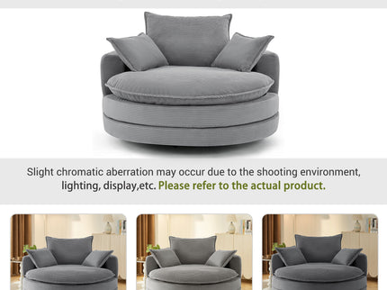 360° Swivel Accent Barrel Chair With Dual Layer Cushion And 3 Removable Pillows