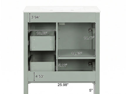 Bathroom Vanity With Sink, 2 Soft Close Drawers, 1 Soft Close Door, Adjustable Shelf