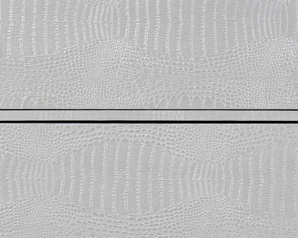 Anpu - Faux Crocodile Skin Console Cabinet - Silver