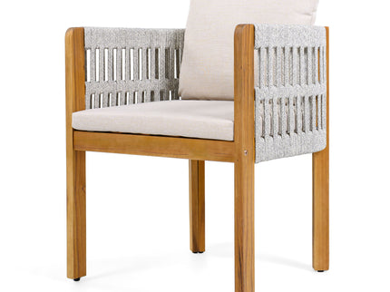 Outdoor Dining Chairs With Mix Rope Handles (Set of 2)