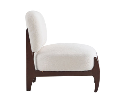 Modern Boucle Lounge Chair With Solid Wood Fram