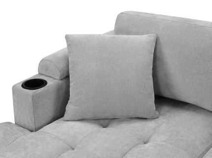 U Shaped Sectional Sofa, Corner Living Room Couch With Built In Cup Holders, Storage, USB Ports