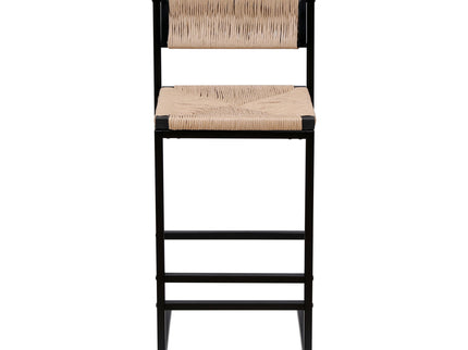 Bar Stools Paper Rope Weave Dining Chairs With Back Hand Weave Stools For Kichen Island, Bar & Counter (Set of 2)