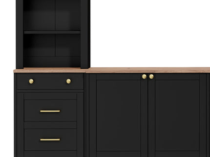 Arched Entertainment Center Wall Unit With Bookshelf, Retro Large TV Stand