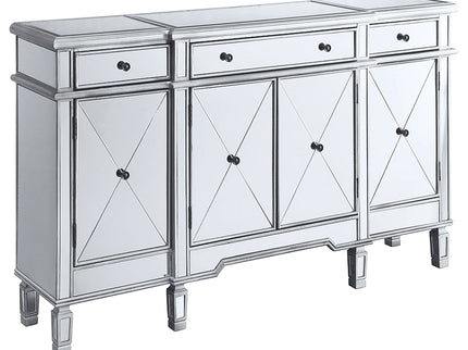 Battista - Mirrored 3 Drawer Wine Cabinet - Silver
