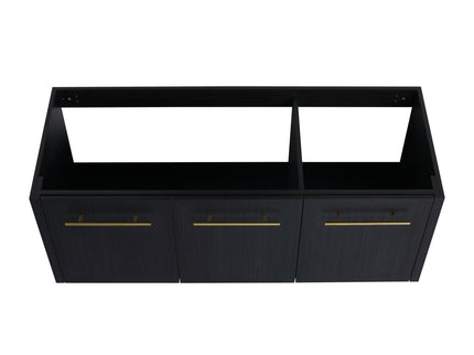 Contemporary 48" Wall Mounted Bathroom Vanity With Resin Sink And Soft Closing Doors And Line - Black Chestnut