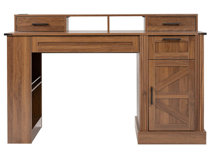Office Desk With Storage Cabinet, Charging Station, Monitor Stand & Pegboard