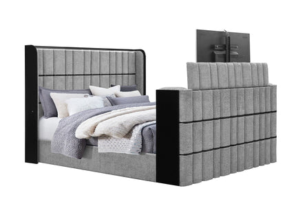 Isaiah - 5 Piece Bedroom Set With TV Lift-LED, Speakers And Fireplace