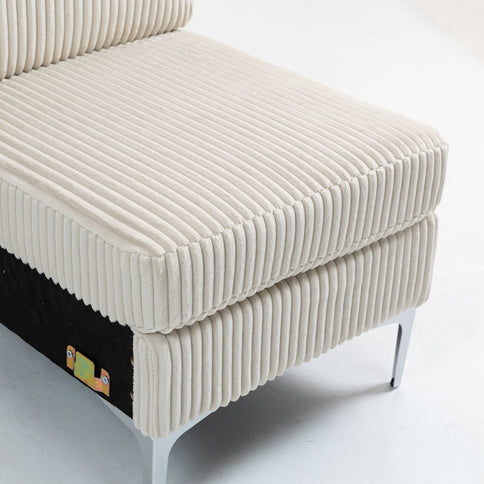 Single Couch Modular Armless Accent Chair With Back Cushion