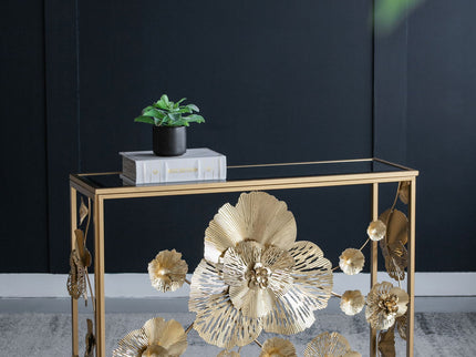 Console Table With Mirrored Glass Top, Modern Entryway Table For Living Room Foyer Entryway - Gold