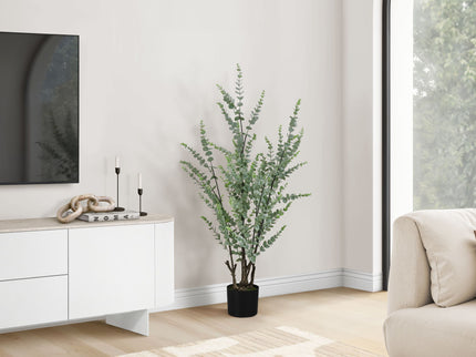 44" Tall, Artificial Plant, Eucalyptus Tree, Indoor, Faux, Fake, Floor, Greenery, Potted, Real Touch, Decorative - Green / Black