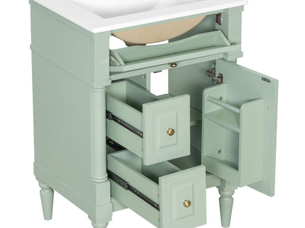 Freestanding Bathroom Vanity With Sink, Adjustable Shelf & Flip Drawer