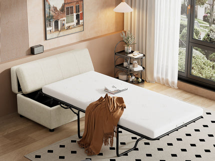 Twin Size Folding Ottoman Sleeper Bed With Mattress Convertible Guest Bed