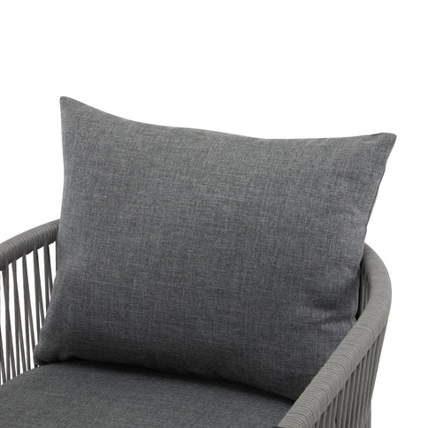 Modern Curved Aluminum Lounge Chair With Stylish Rope Weave Design And Cushioned Comfort For Outdoor