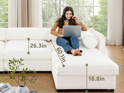 Modern Modular Sectional Sofa With Storag, Contemporary Cylindrical Design