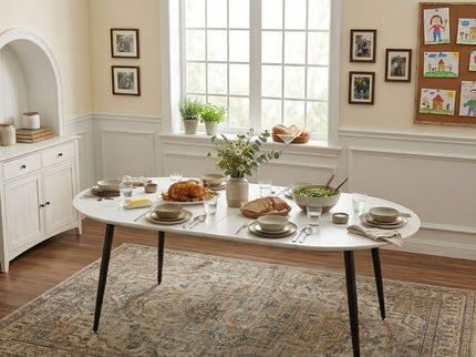 Pull Out Dining Table, Round Design - White