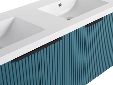Contemporary Wall Mounted Bathroom Vanity With Resin Double Sink