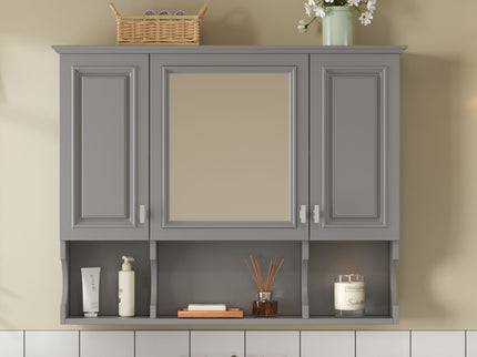 Wall Mounted Bathroom Medicine Wall Cabinet With Mirror & Open Shelves