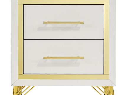 Chesney - 2 Drawer Nightstand With Trim, Bedroom Side Table - White