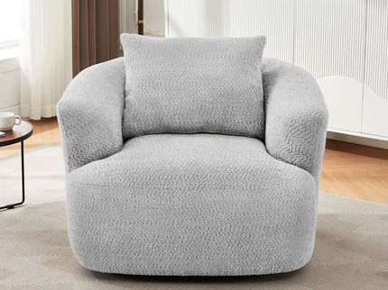 360° Swivel Barrel Sofa Chair With Throw Pillow, Upholstered Accent Chair