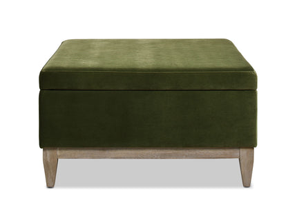 Knox - Square Storage Cocktail Ottoman - Olive Green