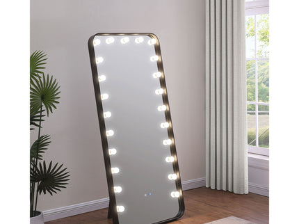 Villancourt - LED Standing Mirror With Speakers - Black