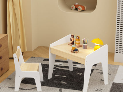 Table Set With 1 Chair, Children Study Table For Ages 2 - 8 - White