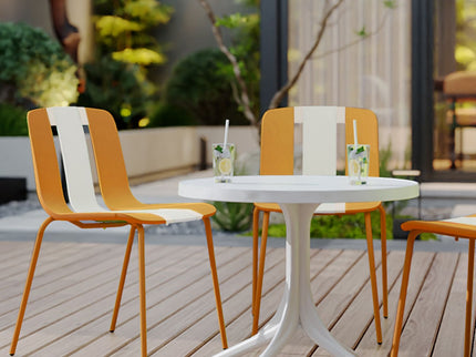 4 Piece Set Of Modern Striped Color Blocking Single Chairs With Round Table