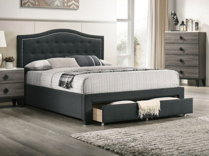 Modern Button Tufted Arch Headboard Bed With Storage Footboard