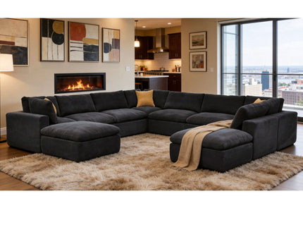 Custom Configuration Modular Sectional With Toss Pillows