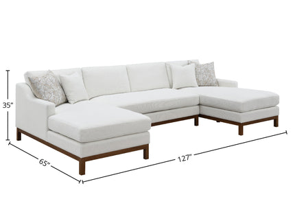 Valiant - Chenille Sectional Sofa With 4 Pillows - Ivory