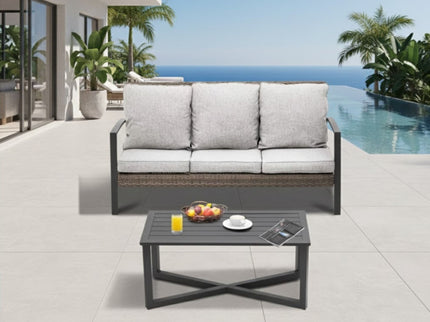 2 Piece Patio Set With Cushions & Coffee Table