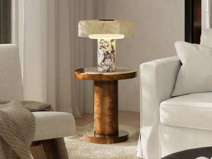 Bolin - Round Pillar Burl Accent Side Table - Walnut Brown