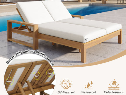 Outdoor Double Lounge Chair With 5 Position Adjustable Backrest