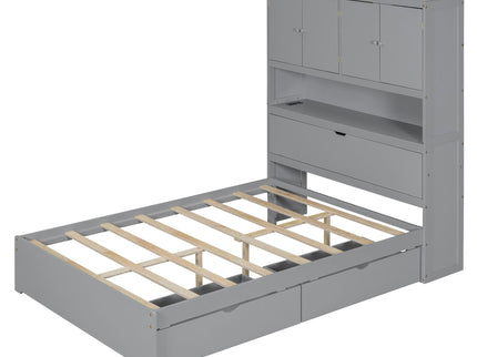 Platform Bed With USB, Storage Headboard & Drawers