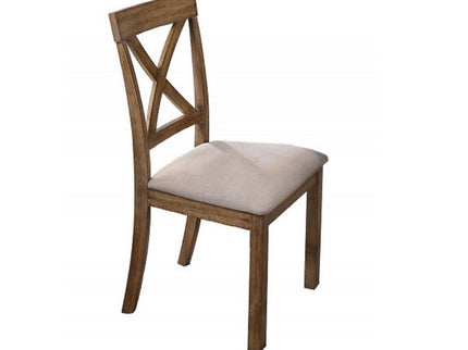 Dining Chair With Open X Back (Set of 2) - Brown / Beige