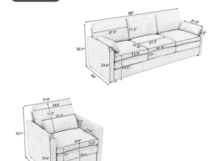 Cozy Sofa Set Oversized Comfy Cloud Sofa With Double Cushion