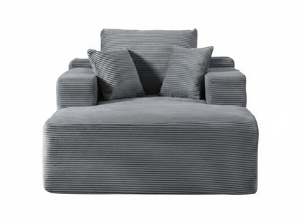 Convertible Chaise Lounge Chair With Wide Armrest & Throw Pillows