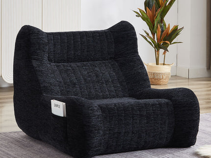 Bean Bag Chair With Armrests Oversized Comfy Beanbag Lounge Lazy Floor Sofa Accent Chair For Living Room - Black