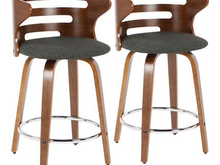 Cosini - Mid Century Modern Fixed Height Counter Stool With Footrest With Swivel (Set of 2)