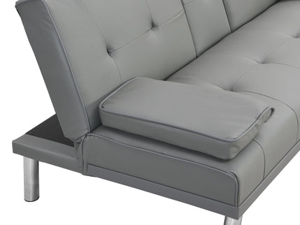Modern Sofa Bed With Armrest 2 Holders, Wood Frame & Stainless Leg