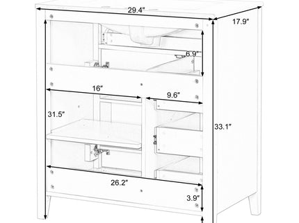 Modern Bathroom Vanity With Sink, 3 Drawers And Adjustable Shelf