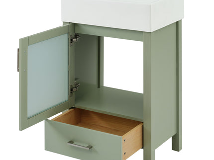 Bathroom Vanity With Ceramic Sink And Ample Storage, Ideal For Small Bathrooms