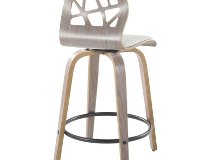 Folia - Contemporary Fixed Height Stool With Swivel With Round Footrest (Set of 2)