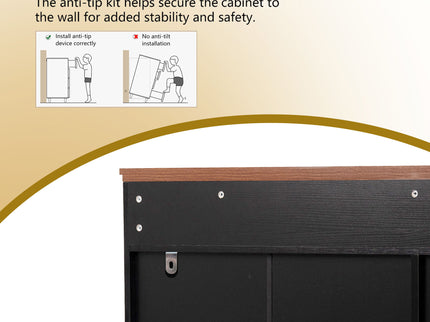 Fluted Sideboard Buffet Cabinet With 4 Doors And 3 Drawers