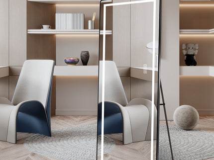 Full-Length Vertical Mirror With LED Light, Dimming Wall Mirror With Frame