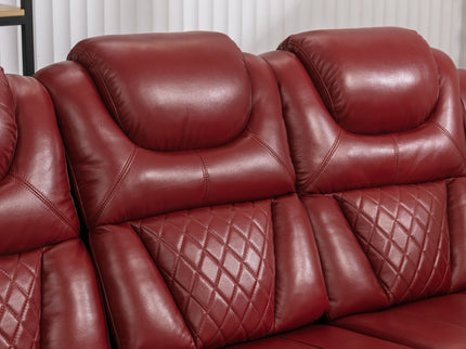 Home Theater Seating Manual Recliner Chair With Center Console And Led Light Strip For Living Room